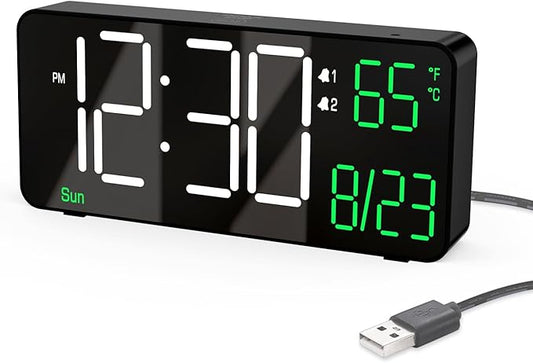 KOSUMOSU Digital Alarm Clocks for Bedrooms, 6.7in Black Small Digital Clock for by KOSUMOSUTECHNOLOGY