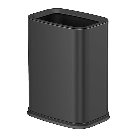 2.6 Gal Black Bathroom Trash Can, Metal Waste Baskets by KHMMGK