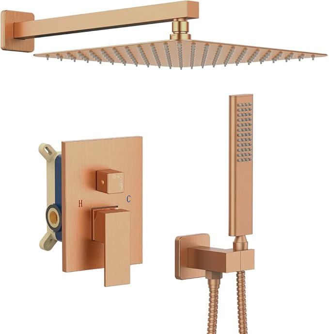 Iriber Brushed Rose Gold Rain Shower System by Iriber