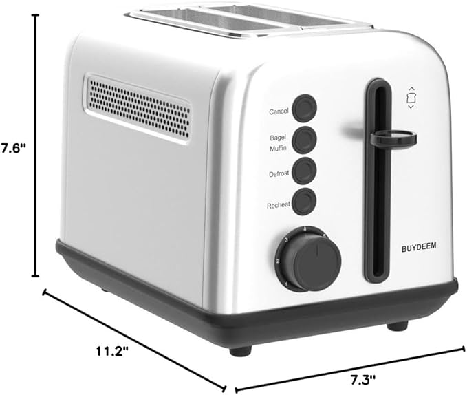 BUYDEEM DT620 2-Slice Toaster, Extra Wide Slots, Retro Stainless Steel - Image 6