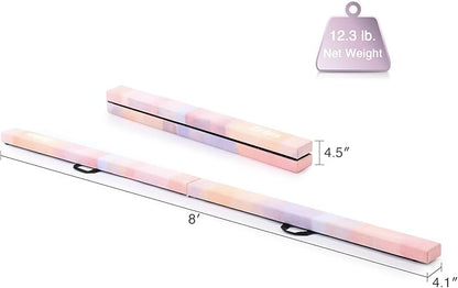 ZELUS 8' Folding Gymnastics Balance Beam, Floor Balance Beam w/Carry Handles - Image 6