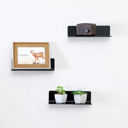 IEEK 4 PCS Small Acrylic Floating Wall Shelves, 9 Inch Adhesive Display Shelf - Image 2