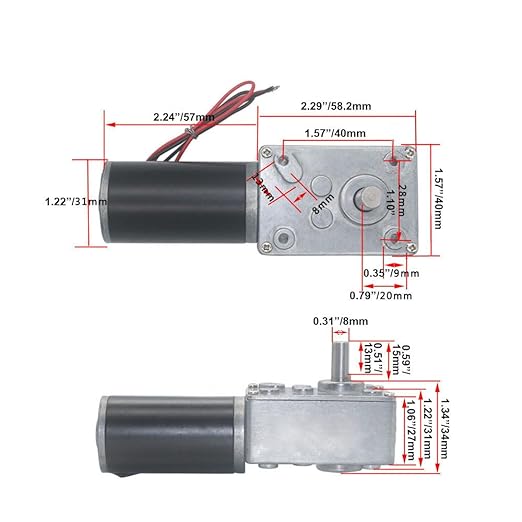 BRINGSMART 24V 5rpm DC Worm Gear Motor 70kg.cm Self-Locking Reversed Mini - Image 2