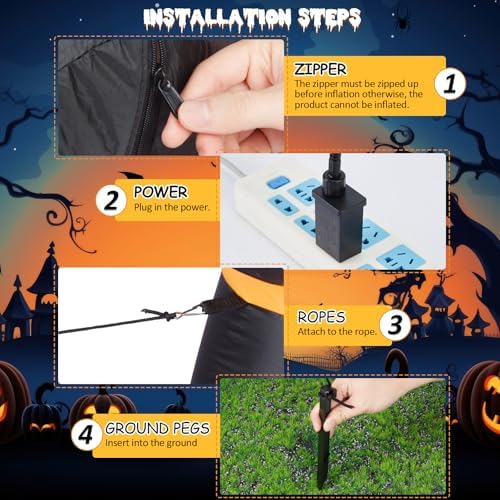 CAMULAND 5FT Halloween Decorations Outdoor, with Built-in LED Lights