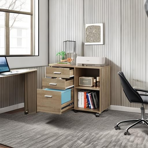 DEVAISE 3 Drawer Mobile File Cabinet, Wood Lateral Filing Cabinet, Printer Stand - Image 6