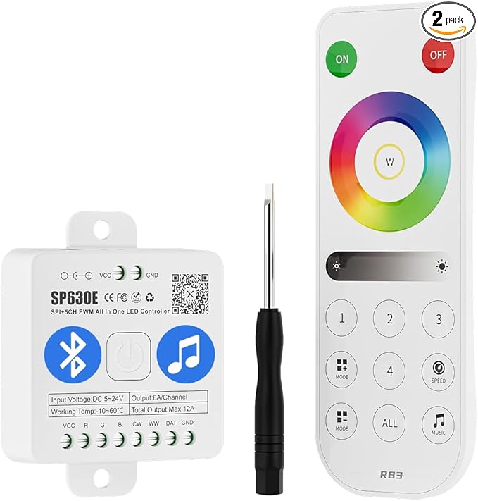 BTF-LIGHTING SP630E Bluetooth Controllers 4 Zones 2.4GHz RF RB3 Remote Kit by BTF-LIGHTING
