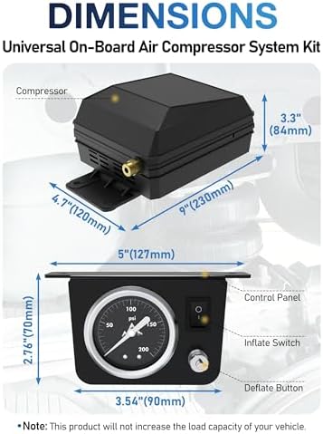 onboard air compressor kit for air bag suspension shown in use
