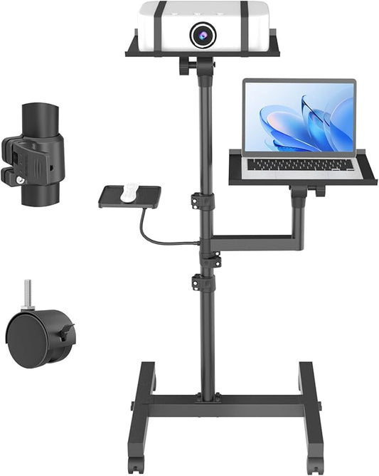 GSOW 2 Shelves Mobile Projector Stand, Rolling Laptop Stand Adjustable Height by GSOW-FacilitateYourLife