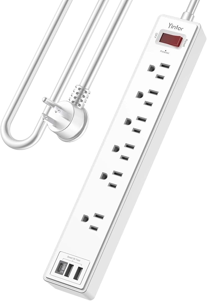 6 Ft Power Strip Surge Protector by Yintar