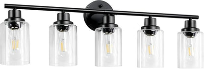Guliaofo 5-Light Black Bathroom Vanity Lights, E26 Modern Bathroom Light - Image 9