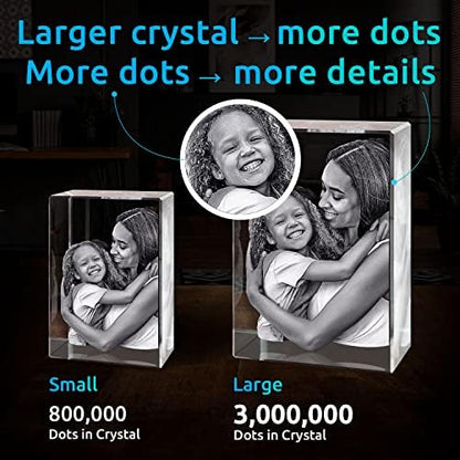 ArtPix 3D Premium Crystal Photo, Personalized Gifts for Women, Wife, Mom, Her, Him, Men, Great Customized Gift With Your Own Photo - Anniversary, Wedding, Birthday - Custom Glass 3D Laser Etched Picture Frame