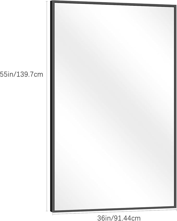 Black Bathroom Mirror for Wall, 55x36 Inch Rectangle Mirrors - Image 5