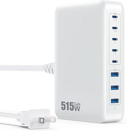 USB C Charger Block 515W GaN IV 8 Port Fast Charging Station Hub, Dual PD 100W by GKUTW