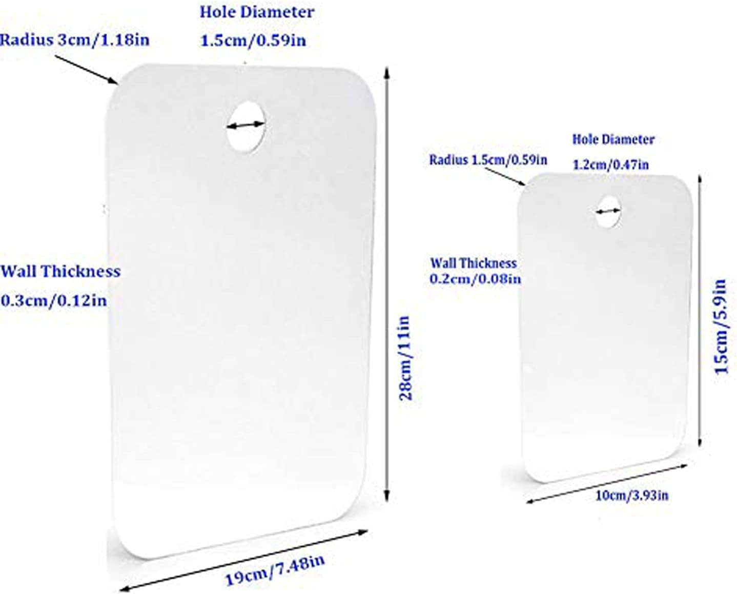 XoYo 2-Pack Fogless Shower Mirror, Includes 2 Adhesive Hooks, Anti-Fog Frameless Wall Hanging Makeup & Shaving Bathroom Accessory (Large+Small) | 2-Pack Deluxe Large + Small Anti Fog and Shatterproof Mirror in Bathroom(11 in X 7.48 in + 6 in X 4 in)