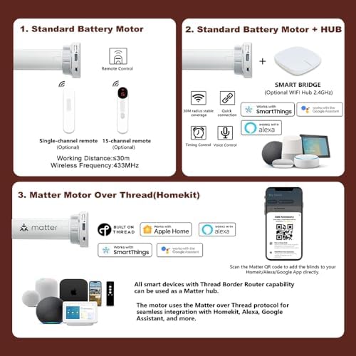 Bringnox Motorized Blinds with Remote,Light Filtering, Voice Controlled | With Apple Home, Google Home and Alexa, for Home, Bedroom, Custom Size