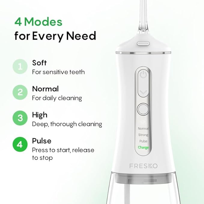 FRESKO Water Dental Flosser for Teeth, 300ML Cordless Flosser - Image 4