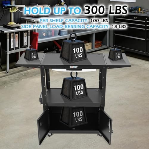 av cart with wheels,computer cart,rolling height adjustable utility showing dimensions