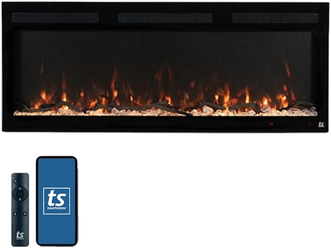 Touchstone Smart Electric Fireplace-The Fury 50" Wide- 4.5" Thin in Wall by TouchstoneHomeProducts