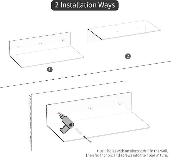 Acrylic Wall Shelves 36 24 12 Inches, Wall Mounted Display Shelves - Image 9