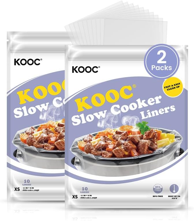KOOC Slow Cooker Liners 8"x11" 20 Count Mini Size Disposable Pot Liners Cooking by KOOC