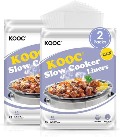 KOOC Slow Cooker Liners 8"x11" 20 Count Mini Size Disposable Pot Liners Cooking by KOOC