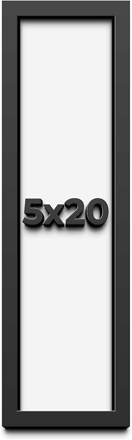 5x20 in Shadow Box Frame Black | 1 Inch Deep Solid Wood Shadowbox Display Frame by CustomPictureFrames