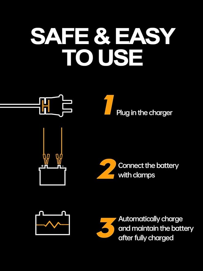 12v Smart Car Battery Charger, 5Amp Fully-Automatic Trickle Charger, Battery - Image 4