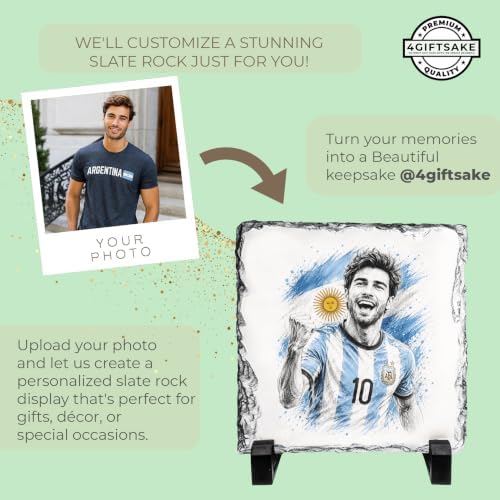 Personalized Soccer Sketch Rock Slate Plaque – Custom Photo to Sketch Soccer Gifts Custom Kids Adult Soccer Ball Gifts for Boys Men Women Birthday Gift Football Square Stone Frame