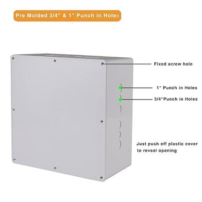 12" x 12" x 6" PVC Plastic Junction Box - Image 4