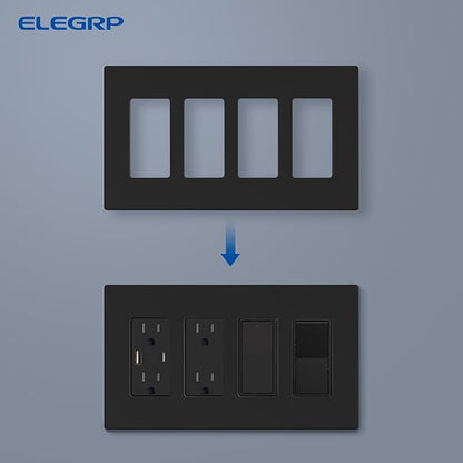 ELEGRP 4-Gang Screwless Decorative Wall Plates, Mid-Size Unbreakable - Image 6