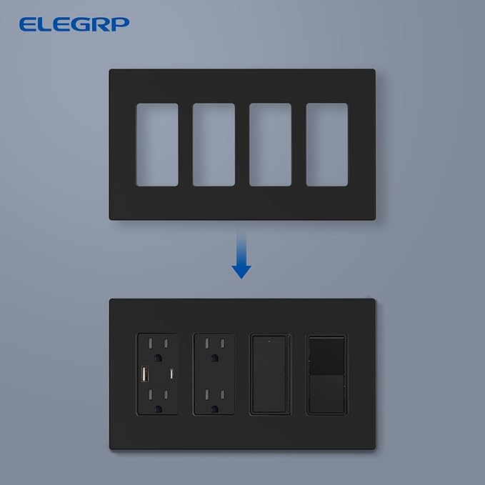 ELEGRP 4-Gang Screwless Decorative Wall Plates, Mid-Size Unbreakable - Image 6