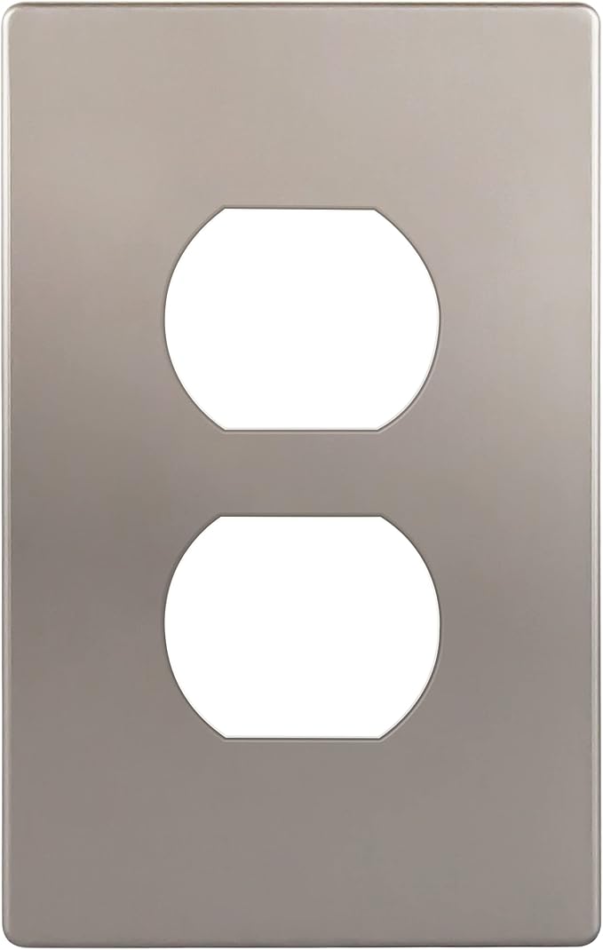 ENERLITES, Nickel Elite Series Duplex Outlet Receptacle Cover, Screwless Wall by Enerlites