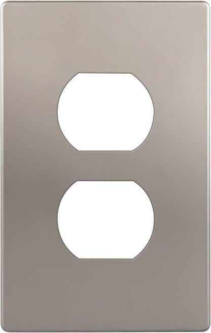 ENERLITES, Nickel Elite Series Duplex Outlet Receptacle Cover, Screwless Wall by Enerlites