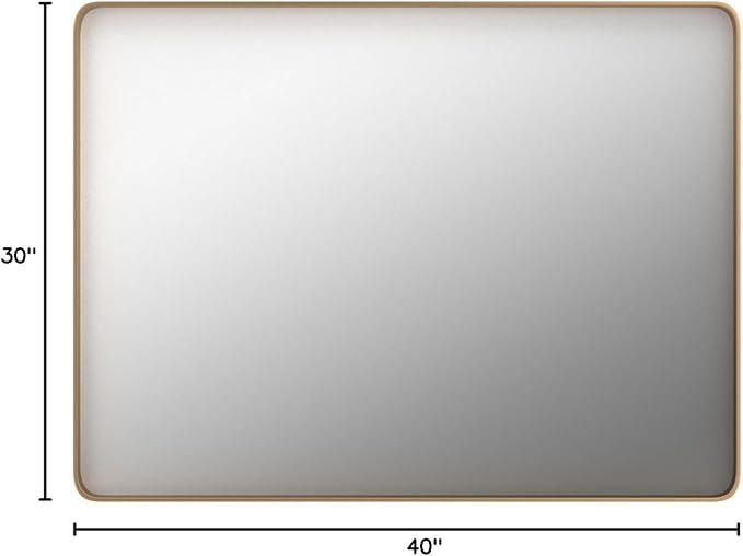 LOAAO 40”X30” Gold Bathroom Mirror, Rounded Rectangle Gold Frame Mirror - Image 9