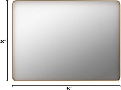 LOAAO 40”X30” Gold Bathroom Mirror, Rounded Rectangle Gold Frame Mirror - Image 9