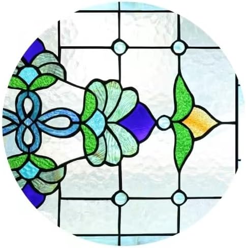 Yogoart Extra Large 32 Inch Horizontal Victorian Stained Glass Window Panels Hanging Transom Window Panels 20 Inch Height