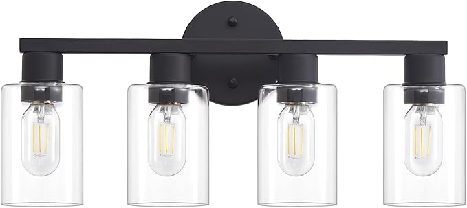 4 Light Bathroom Vanity Light, Matte Black Bathroom Light Fixtures - Image 8