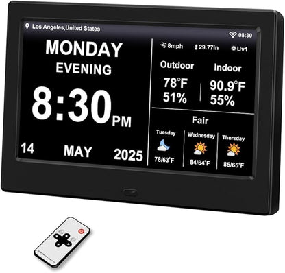 2025 Digital Clock with Weather Forecast & Temperature/Humidity Large Display by TIMEMOON