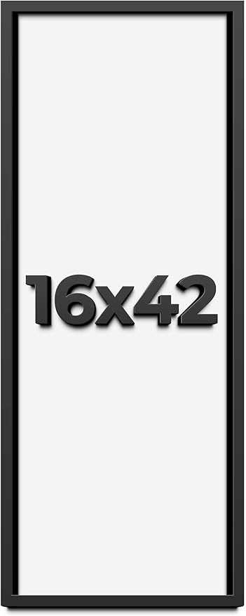 16x42 Shadow Box Frame Black | 1 Inch Deep Solid Wood Shadowbox Display Frame | by CustomPictureFrames