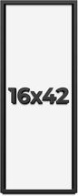 16x42 Shadow Box Frame Black | 1 Inch Deep Solid Wood Shadowbox Display Frame | by CustomPictureFrames