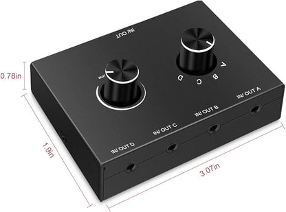 4 Port Audio Switch, 3.5mm Stereo AUX Selector, 4 Input 1 Output / 1 Input 4 - Image 7