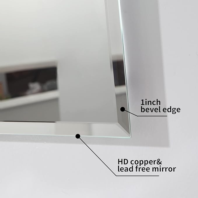 Mirrorons Beveled Mirror, Bathroom Mirrors 48" x 30", Frameless Rectangle - Image 3