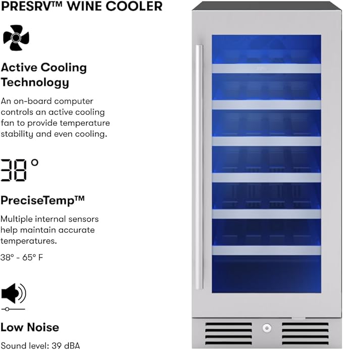 Zephyr Presrv 15 Inch Wine Fridge Single Zone Under Counter - Image 2