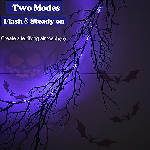 HamiFinee Halloween Dead Branch Garland with Timer 2 Pack 6 Feet 30 LED Batte...