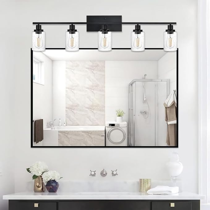WINSHEN 40 Inches Length Black Bathroom Lighting Fixtures, 5-Light Modern - Image 6