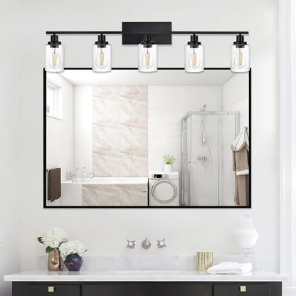 WINSHEN 40 Inches Length Black Bathroom Lighting Fixtures, 5-Light Modern - Image 6
