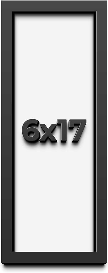 6x17 Shadow Box Frame Black | 1 Inch Deep Solid Wood Shadowbox Display Frame | by CustomPictureFrames