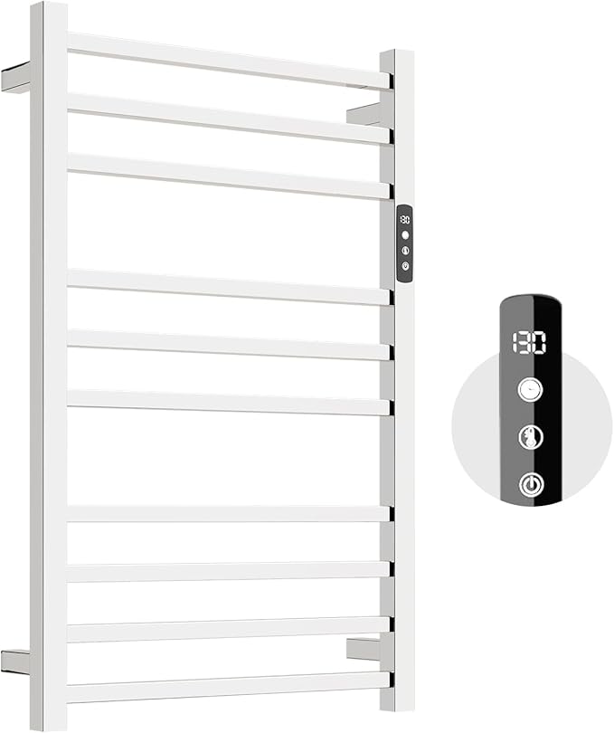 Towel Warmer, 10-Bar 304 Compact Stainless Steel Towel Warmer Rack by Colliford