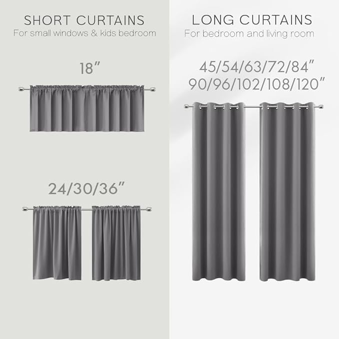 KOUFALL 45 Inch Length Kitchen Blackout Curtains Set of 2 Grommet Room - Image 9