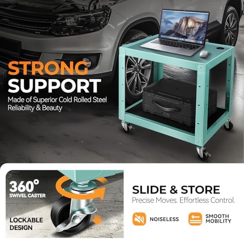 auto dynasty adjustable av cart w/power strip, 4, side view